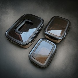 EleganceEssentials Stainless steel food storage containers leak proof & airtight lids for Kitchen,stainless steel bowl,meal prep lunch box,freezer and microwave safe (Gray 11.8/5.5/2.3 cup)