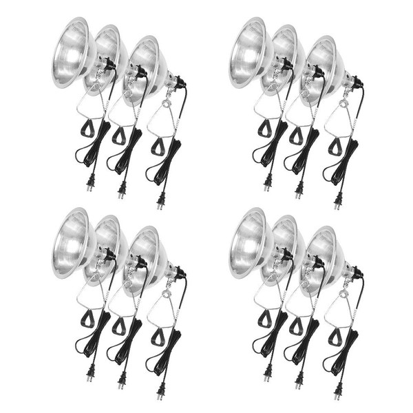 Simple Deluxe 12-Pack Clamp Lamp Light with 8.5 Inch Aluminum Reflector up to 150 Watt E26 Socket (no Bulb Included) 6 Feet 18/2 SPT-2 Cord