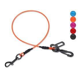 VIVAGLORY Dog Seat Belt, Chew Proof Multi-Functional Waterproof Dogs Safety Belt, Heavy Duty Steel Rope Pet Car Seatbelt Rrestraint Harness for Medium Large Dogs, 33", Orange