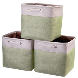 SYYOFUE Storage Cube Bins 13x13 - 3-Pack 13x13x13 Inch Green Storage Cubes with Handles | Foldable Fabric Cube Storage Bins Organizer | Sage Green 13x13 Storage Cubes for Closet, Shelves