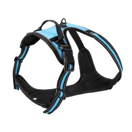 Azinoo Blue No-Pull Dog Harness with 2 Leash Clips，Soft Padded Vest for Small Dog, Adjustable Reflective Dog Vest Easy to Put on and Take Off,(Neck: 13"~17", Chest: 17"~21",Blue Small)