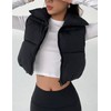 Fenclushy Women's Winter Warm Padded Crop Vest Lightweight Sleeveless Puffer