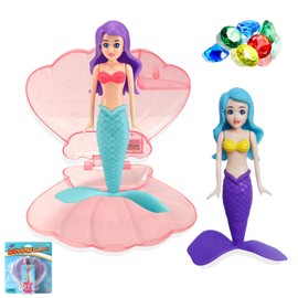 Aisszhao Mermaids Pool Diving Toy Set with Shell Gem Toys,Swimming Pools Sinking Toy Mermaid Underwater Diving Toys,Kids Swimming Pool ToyAccessories,Diving Games Training Girls MermaidGifts