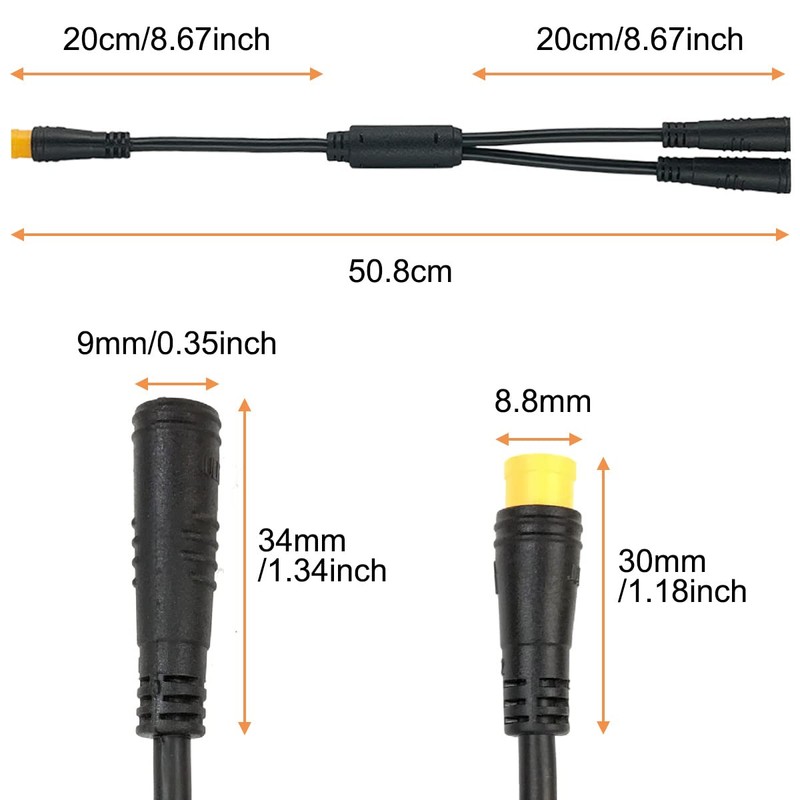 DKARDU Electric Bike Gear Sensor 1T2 Y-Splitter Cable, Ebike Shift