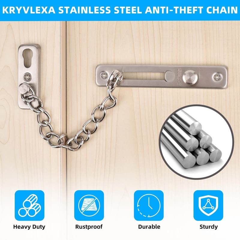 KRYVLEXA Heavy Duty Door Chain Lock - 304 Stainless Steel,