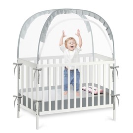 PandaEar Pop Up Crib Tent to Keep Baby from Climbing Out, Breathable Crib Net Mesh Canopy, Babies Crib Cover with Zipper, Easy Installation