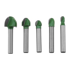 SG Store 5pcs Shank Router Shank Diameter 6mm Hollow Chamfer Cutter 6 mm/8 mm/10 mm/12 mm/18 mm Round Nose Cove Milling Cutter for Wood Carving Root Carving, Green