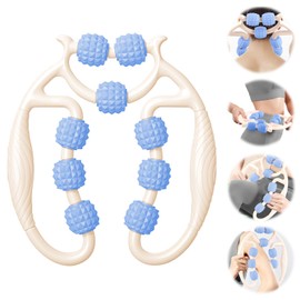 Taozoey Massage Roller, Massage Roller, Leg Massager, Cellulite Deep Tissue Massage Arm, Massage Roller with Handle Leg, Massage Roller (White + Blue + B)