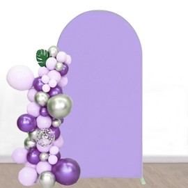 SINSSOWL 7.2 FT Lavender Arch Backdrop Cover Fitted Spandex Wedding Arch Backdrop Fabric Covers for Reception Bridal Shower Birthday Party Gender Reveal Decoration (Lavender)