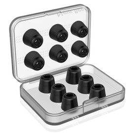 Super Soft Comfortable Foam Earphone Tips Replacement Earbud Tips Premium Memory Foam Earbuds Sound Blocking Noise Cancelling Earbud Tips for 5mm-7mm Earphone Nozzles (Black, 6 Pairs, Large)