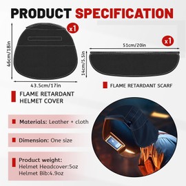 Welding Helmet Cover Set, Welding Helmet Bib Cover, Wrap-Around Helmet Back Cover, Helmet Extended Cover with Press Fit Seal, Welding Neck Protection for Most Welding Helmet Cover (Black)