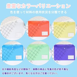 LeTradeJP A4 Clear File, Button-type File Bags, Envelope Type, Horizontal Type, with Tag Pocket, Waterproof, Document Organizer, Document Storage, Stationery, 6 Colors, Set of 6
