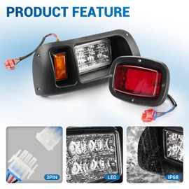 CartClan Club Car DS Led Headlight and Tail Light Kit 12 Volt for 1993-up Golf Cart Modified Assembly 101988001 101988002