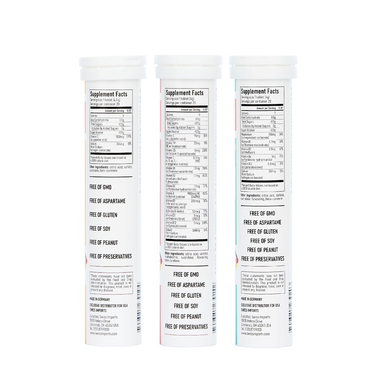Swiss Imports Effervescent Variety Pack with Vitamin C 1000mg, Magnesium