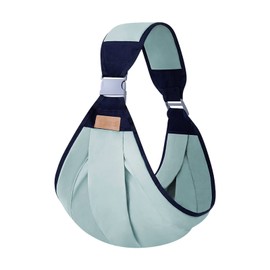 Focenat Baby Carrier for Newborn and Toddler, Comfortable Cotton Baby Wrap Carrier with Adjustable Thick Shoulder, Ergonomic Baby Wrapped Sling for 0-36 Months Baby Up to 20kg (Light green)