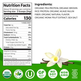 Orgain Organic Vegan Perfect Blend Protein Powder, 20g Clean Plant Protein, 6 Ingredients, <1g Sugar, Gluten Free, Non-GMO; No Artificial Flavors, Stevia Extract, Dairy or Soy Ingredients- Vanilla