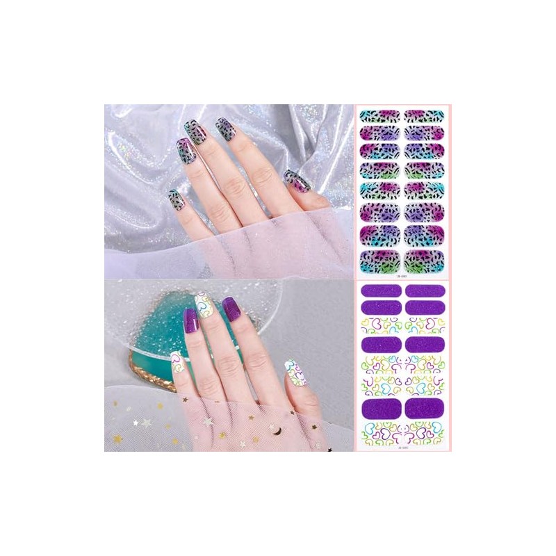 Pegatinas Autoadhesivas para Uñas, 8 Hojas de Tiras de Esmalte