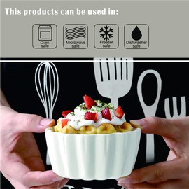 Ceramic Ramekins 6 oz - Creme Brulee,Souffle Porcelain Ramekins oven-safe,Pudding Custard Cups for Baking,Dishwasher and microwave safe,cute-shaped,6 piece set,white