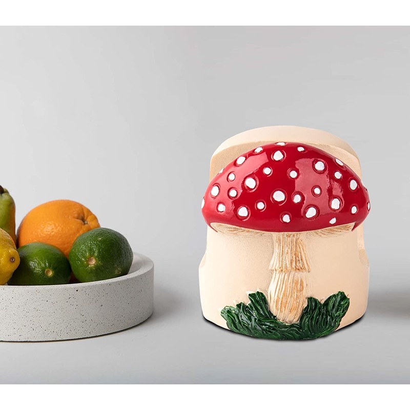 dgudgu Mushroom Kitchen Sponge Holder Resin Sponge Dish Red Sponge