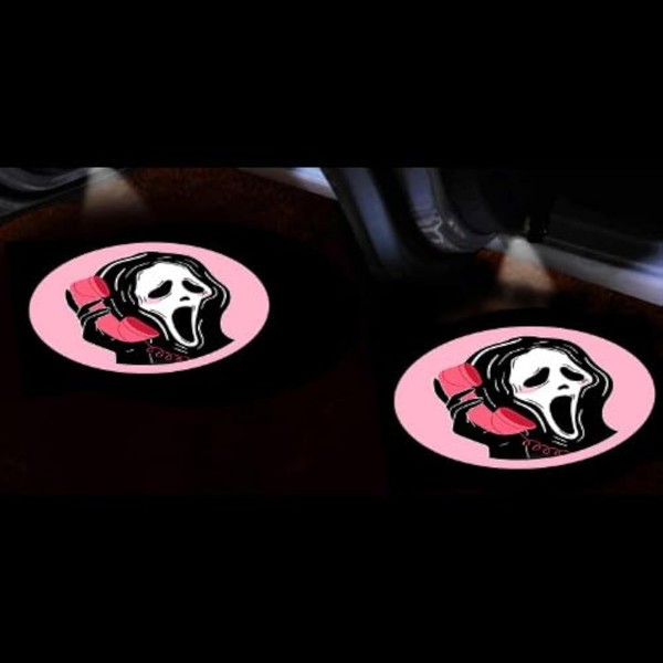 Car Door Light Projector Pink Ghost Funny Skull Face Ghost