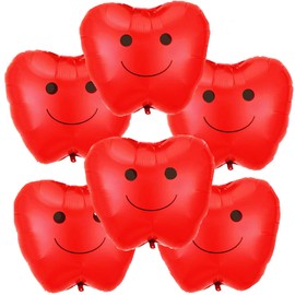 6 Pieces 20 Inches Red Apples Balloons - Large Apple-Shaped Fruit Foil Mylar Balloons for Teacher Appreciation, Back to School, Welcome School Educational Events, and Birthday Party Decorations