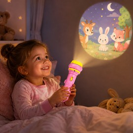 Kids Animal Projector Flashlight for Bedtime Play – Focusable Story Projection Torch for Preschool Fun