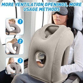 Riisoyu Inflatable Neck Pillow Aeroplane Travel Inflatable Travel Pillow Portable Travel Pillow Foldable Portable Comfortable Travel Pillow Supports Head and Chin for Trains, Cars, Office, Home,