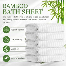 Towelogy Bamboo Bath Sheets (90x140 cm) – Super Soft, Quick Drying & Eco-FriendlyTowels for Spa, Shower, Gym & Home Use (1, Snowy)