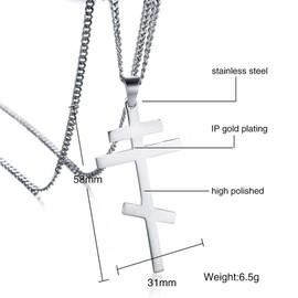 UMtrade Men Women Stainless Steel Plain Russian Orthodox Cross Necklace Byzantium Crucifix Choker Religious Christian Church Baptism Prayer Jewelry