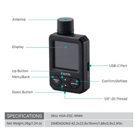 Tilta Wireless Monitoring Module for Hydra Electronic Suction Cup | Real-Time Suction Monitoring, Leak Detection, USB-C Powered | Monitor Up to 12 Suction Cups, Audible and Visual Alarms Alarms