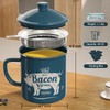 Bacon Grease Container With Strainer, 46OZ Large Enamel Grease Container,