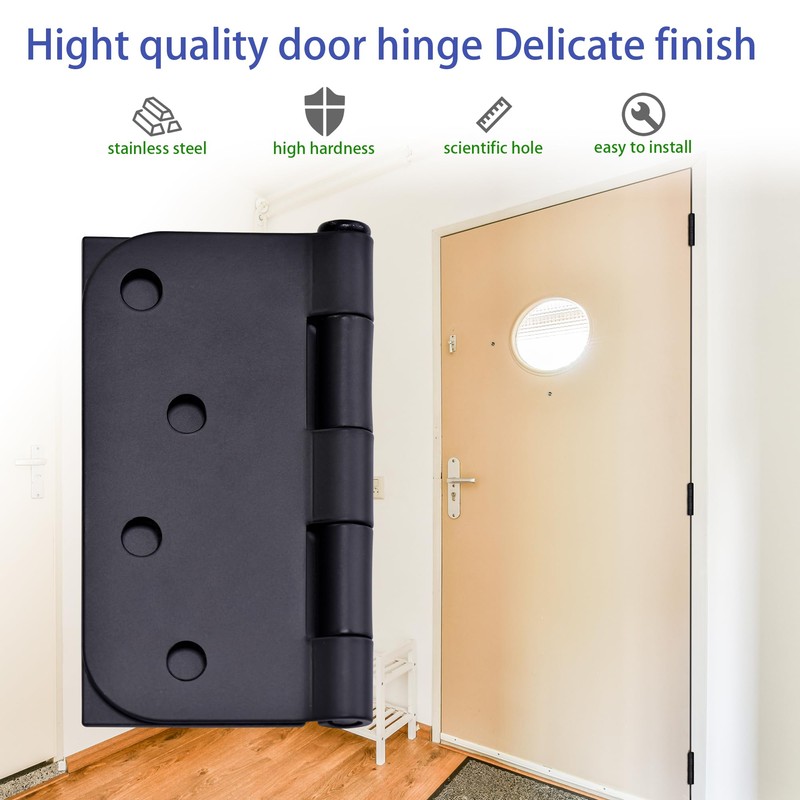4 x 4 Inch Black Door Hinges, 18 Pack Matte