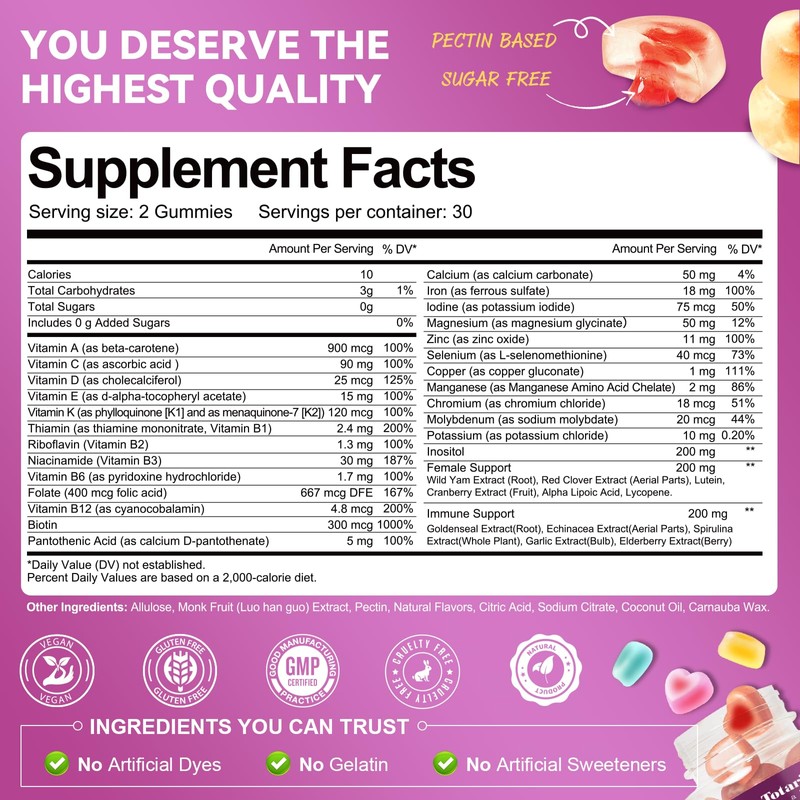 Totaria Totaria Sugar Free Multivitamin Gummies for Women - Strawberry