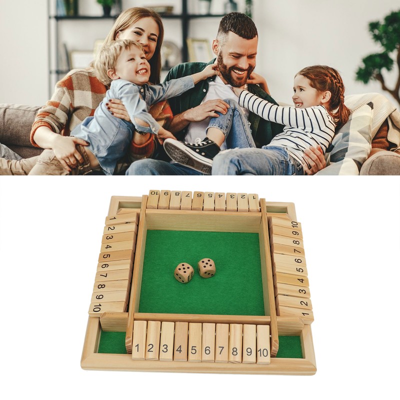 Four Sided Flop Game for Kids Adults Wooden Board Game