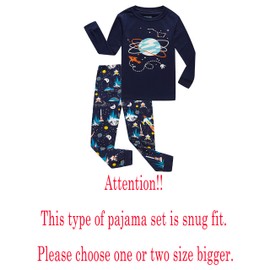Family Feeling Space Big Boys Long Sleeve Pajama Sets for Child Cotton Pyjamas Kids Pjs Size 10 Blue