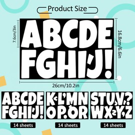 504 PCS Bulletin Board Letters 42 Sheets Large Letter Stickers Vinyl Waterproof Self-Adhesive Alphabet Sticker Letters for Poster Board Display Classroom School Mailbox Home Decor (3 Inch, White)
