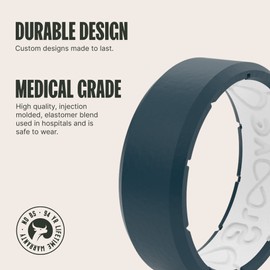 Groove Life Edge Anchor/White Silicone Ring - Breathable Rubber Wedding Rings for Men, Unique Design, Comfort Fit Ring - Size 11