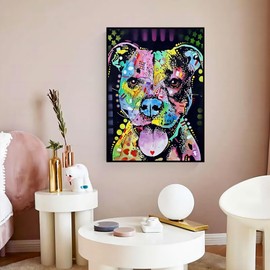 WOFEU 5D Diamond Painting Kits for Adults,Animal Series Diamond Painting Kits,Colour Dog-DIY Round Full Drill 5D Diamond Art for Kids Home Wall Decor(11.8x15.7inch)