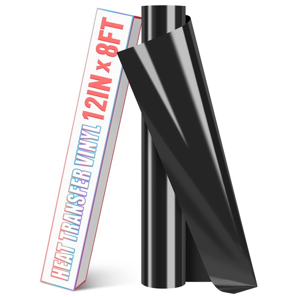 HTVDIY Heat Transfer Vinyl Roll - 12In x 8Ft Black