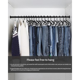 BaiNong Adjustable Closet Rods for Hanging Clothes 17 to 30 inch Black Heavy Duty clothes rod for closet, Laundry, Bathroom, RV Closet Organization and Storage