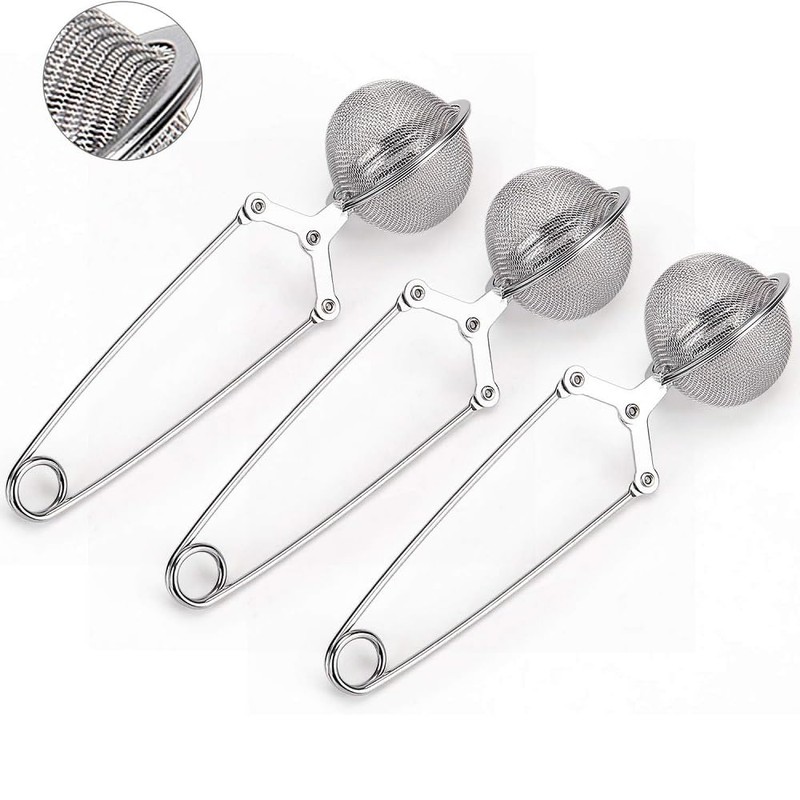 Snap Ball Tea Strainer, 3 Pack Premium Stainless Steel Tea