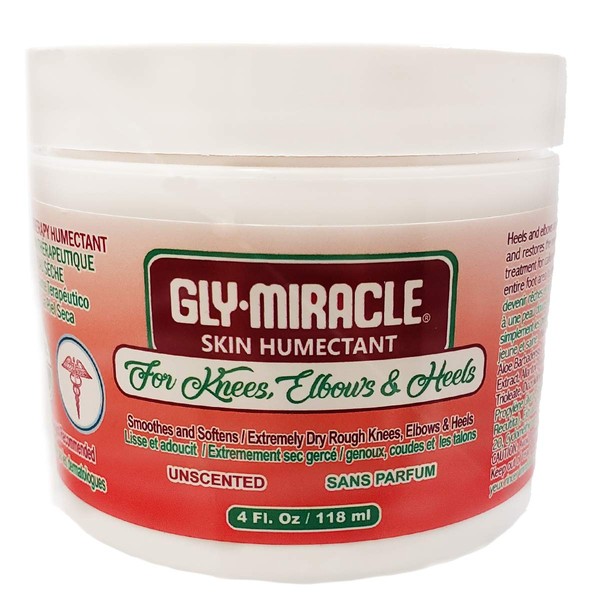 GLY MIRACLE Knees, Elbows, Heels Skin Humectant with Aloe Vera & Other Plant Extracts, 4 oz, Deep, Nourishing Hydration for Dry, Cracked, Irritated Skin Non- Greasy; UNSCENTED