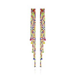 GUESS Rainbow Rhinestone Fringe Drop Dangle Earrings