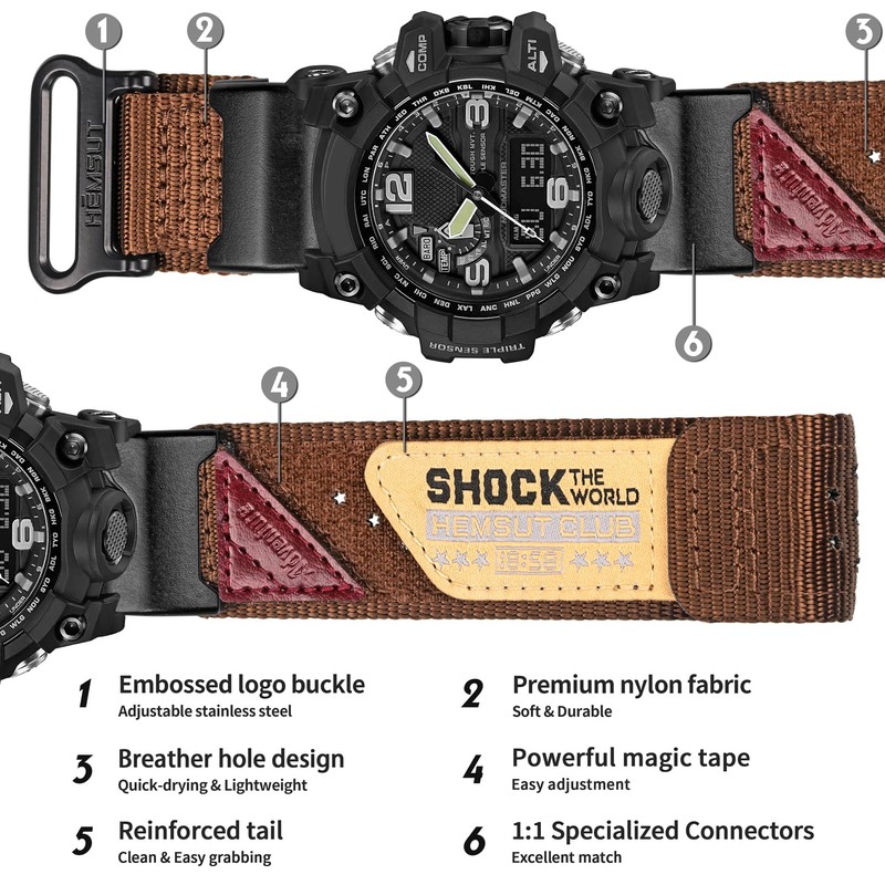 Watch Band Strap for Casio GWG-1000 GWG1000,Super Rugged Nylon Sports