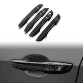 YJMOTOR Fit Exterior Door Handle Cover Trim for Honda Civic 10th Gen Accessories 2016 2017 2018 2019 2020 2021 with Smart Keyhole (Carbon Fiber Pattern)