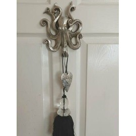 Vintage Belle Coat Hooks Octopus Wall Hook Silver Leaf Ornate Robe Coat Hook