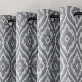 Airwill Full Blackout Curtains 84 Inches Long 2 Panels, Grommet Top Window Treatment Drapes with Diamond Floral Pattern (52 x 84 Inch, 2 Panels, Grey)