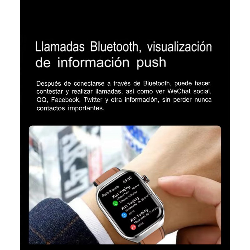 susnov tech Smartwatch Glucosa Llamadas,Asistente De Voz Monitoreo Salud (Negro)