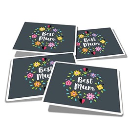 Vinyl Rectangle Stickers (Set of 4) 10cm - Mother's Day Charcoal Background for Laptops, Tablets, Luggage, Scrap Booking, Fridges #60544