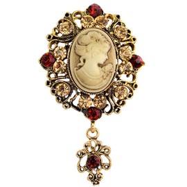 lureme Vintage Elegant Victorian Lady Beauty Cameo with Crystal Brooch Pin (br000017) (Style Q)